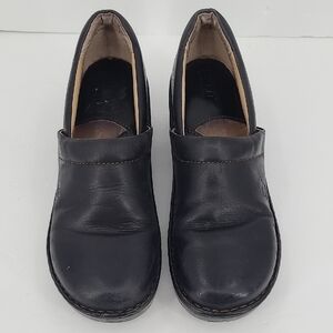 Born Black Leather Slip-On Mules